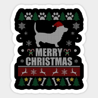 Christmas Basset Hound Sticker